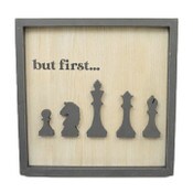 Wholesale - 16"x16" BUT FIRST-BLACK APPLIQUE PRINT FRAMED MDF WALL SIGN C/P 4, UPC: 651961789796